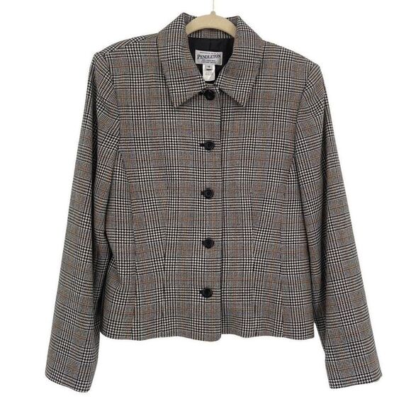 Pendleton 100% Virgin Wool 2 PC Pant Suit Plaid Herringbone Size 12 - Picture 3 of 11